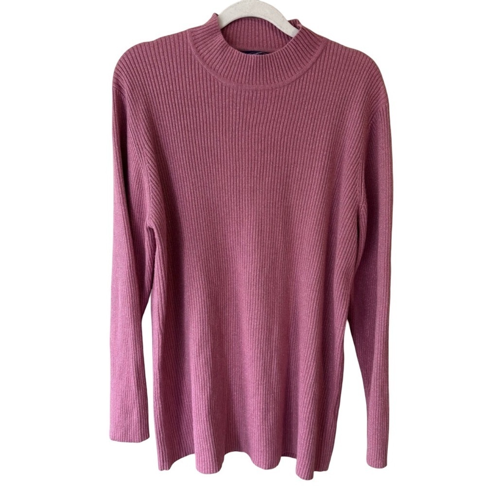 Penningtons Pink and Silver Crew Neck Sweater Women’s 1X Stretch Lightweight